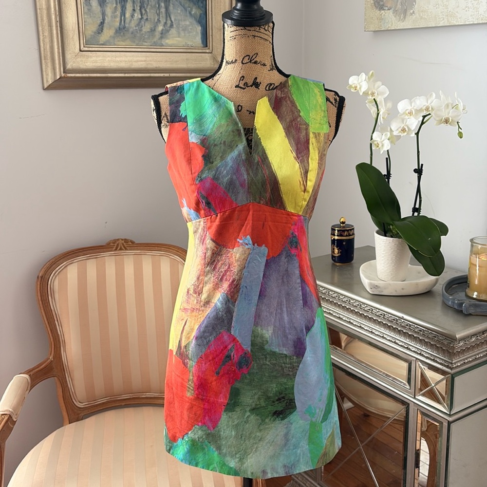 MILLY Designer spring multicolor dress red blue green XS 2 4